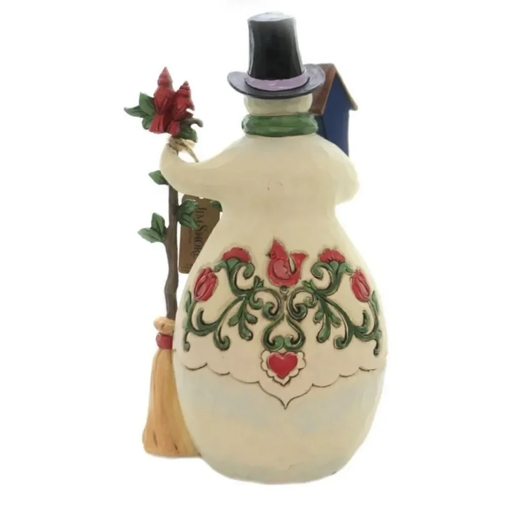 Jim Shore HOME TWEET HOME FOR THE HOLIDAYS Polyresin Snowman Cardinal 6005249